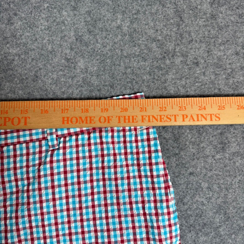 Peter Millar Featherweight Gingham Seersucker Shorts Mens 42 Red Blue White - Picture 7 of 8